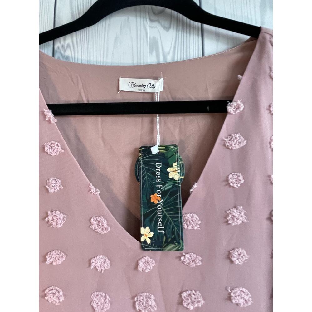 Blooming Jelly Womens Pink Dresse Short Sleeve V Neck Ruffle XXXL - Picture 3 of 7